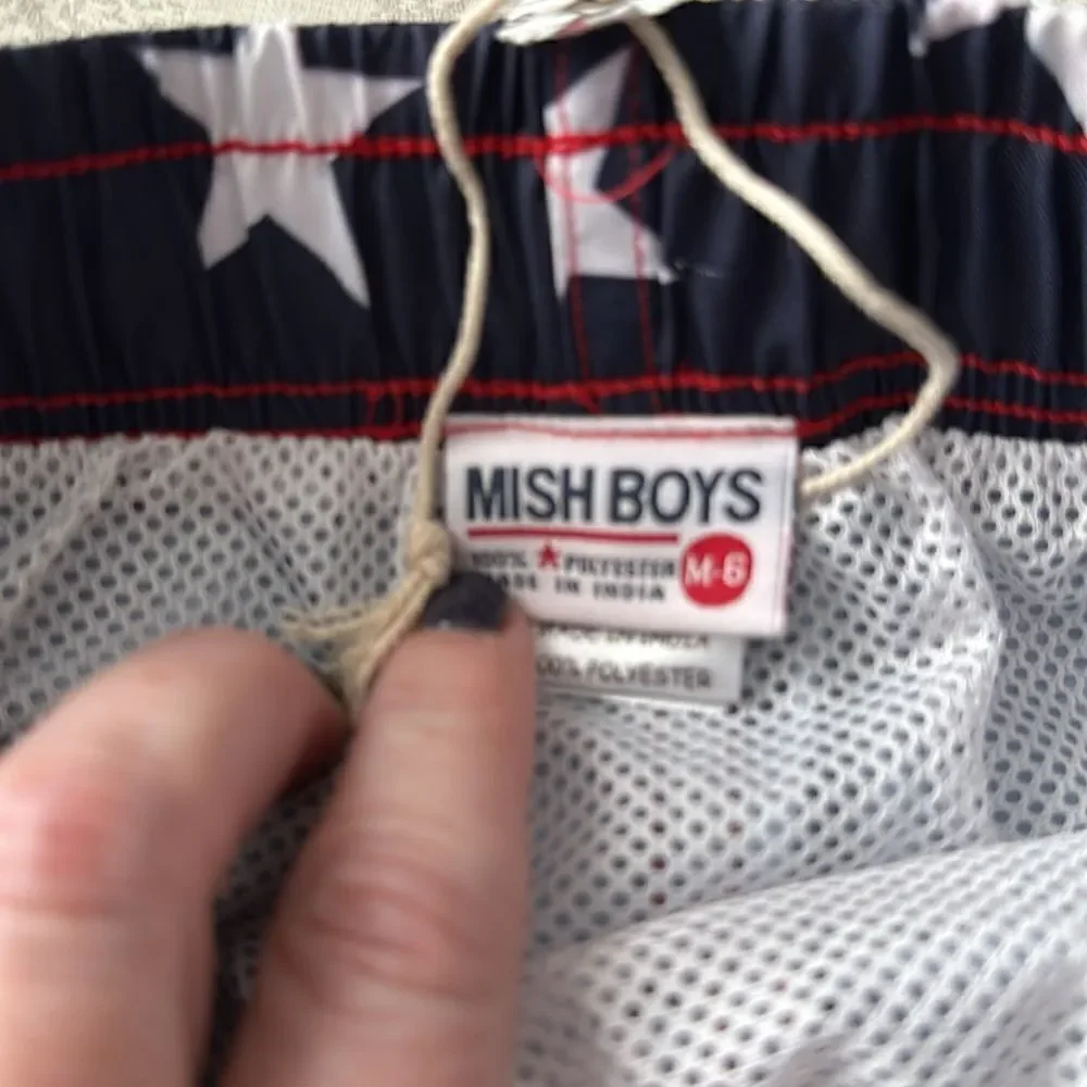 Mish Boys Navy Blue with White Stars Swim Trunks